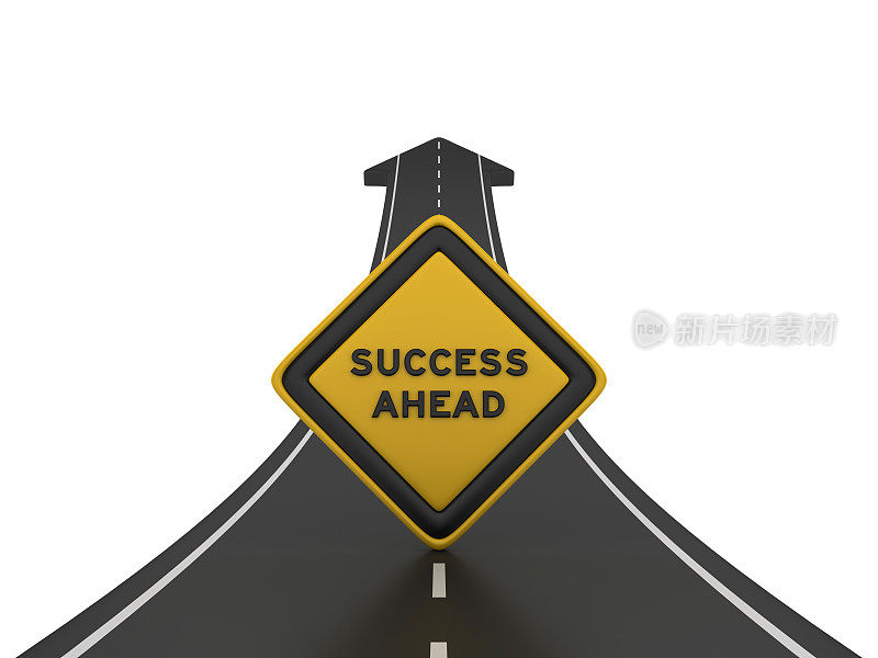 Road Arrow with SUCCESS AHEAD Road Sign - 3D渲染